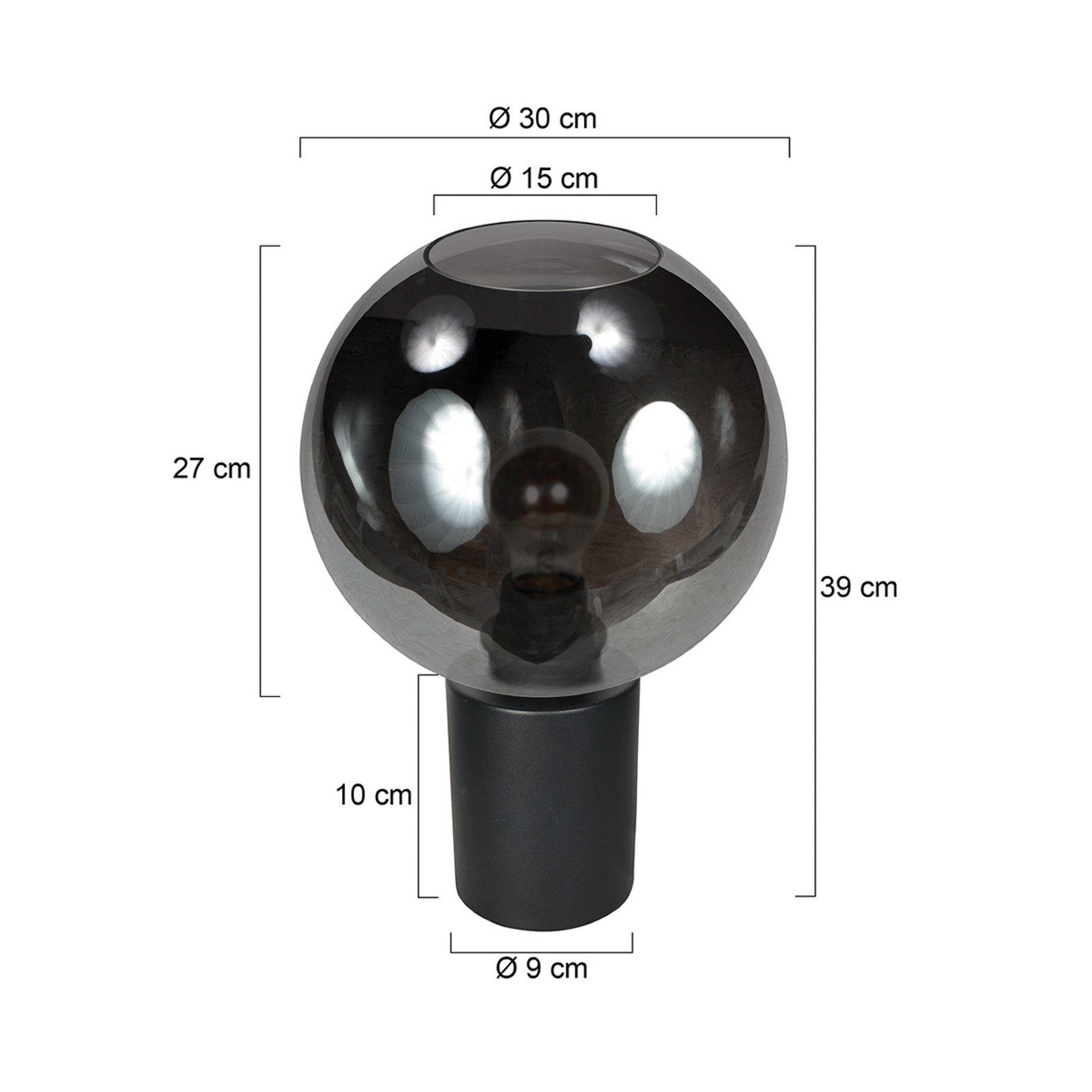 Laualamp Bloeba, must/suitsuhall, Ø 30 cm, klaaskuul