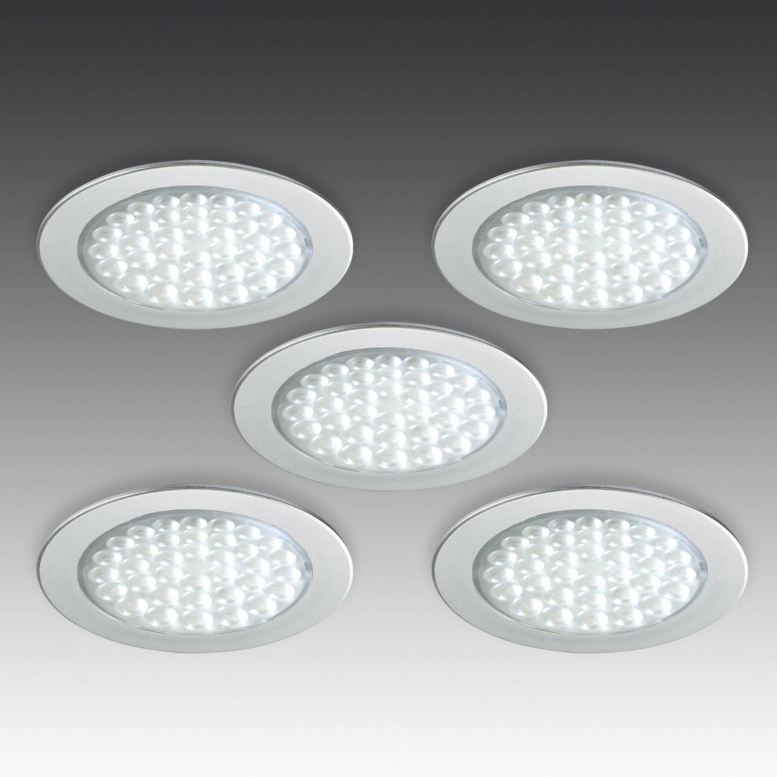 Set de 5 spots encastrés LED R 68 aspect inox