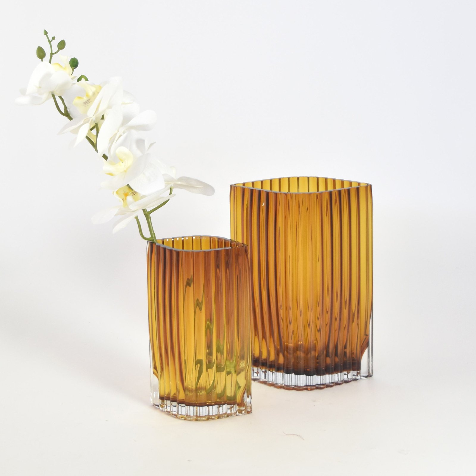 AYTM Folium vase, height 20 cm, amber-coloured, glass