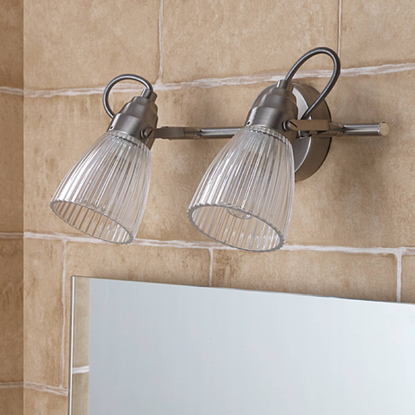 Kara fürdőszobai fali lámpa, 2 izzós, IP44