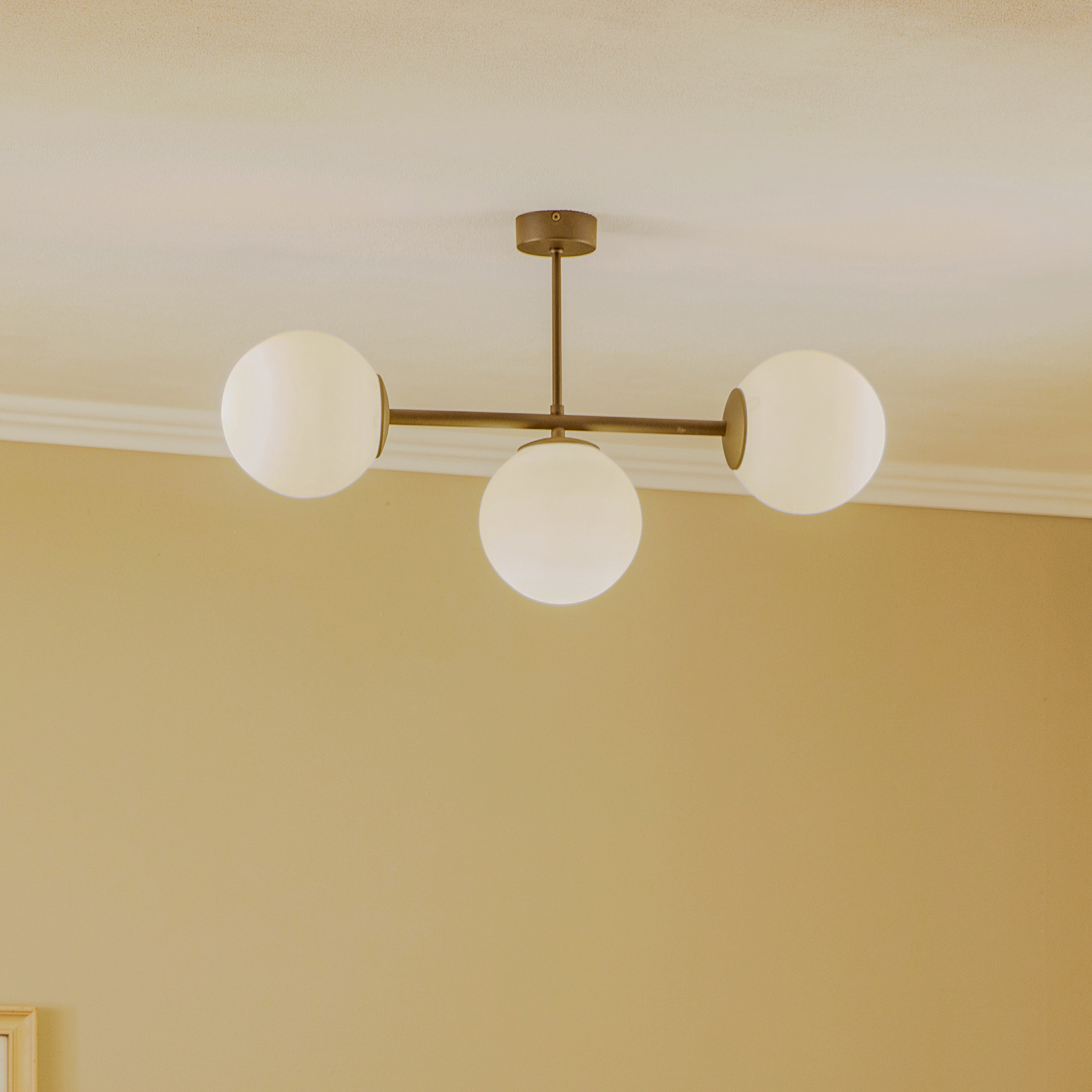 Celeste ceiling lamp with spherical glass, 3-bulb