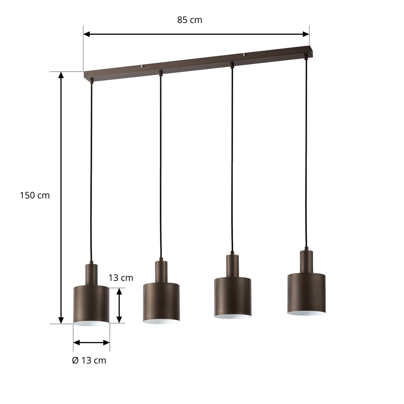 Suspension Lindby Ovelia, marron, à 4 lampes, métal, E27