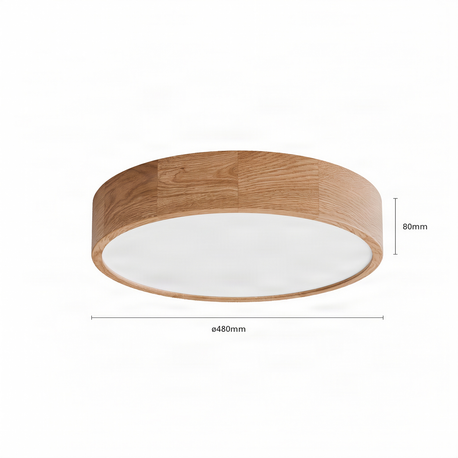 Plafoniera Cleo, Ø 48 cm, a 4 luci, legno di quercia, E27 Plafoniera Cleo, Ø 48 cm, a 4 luci, legno di quercia, E27
