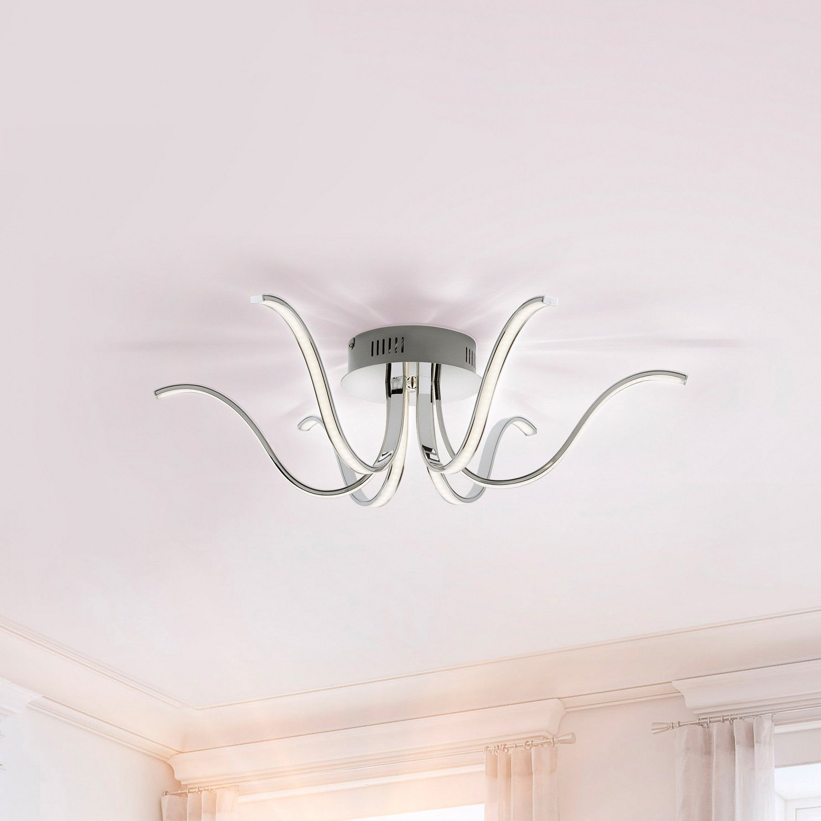 JUST LIGHT. Plafonieră cu LED Valerie 6-lumini Ø67cm oțel - Camera de zi / sufragerie - modern - crom - Aluminiu
