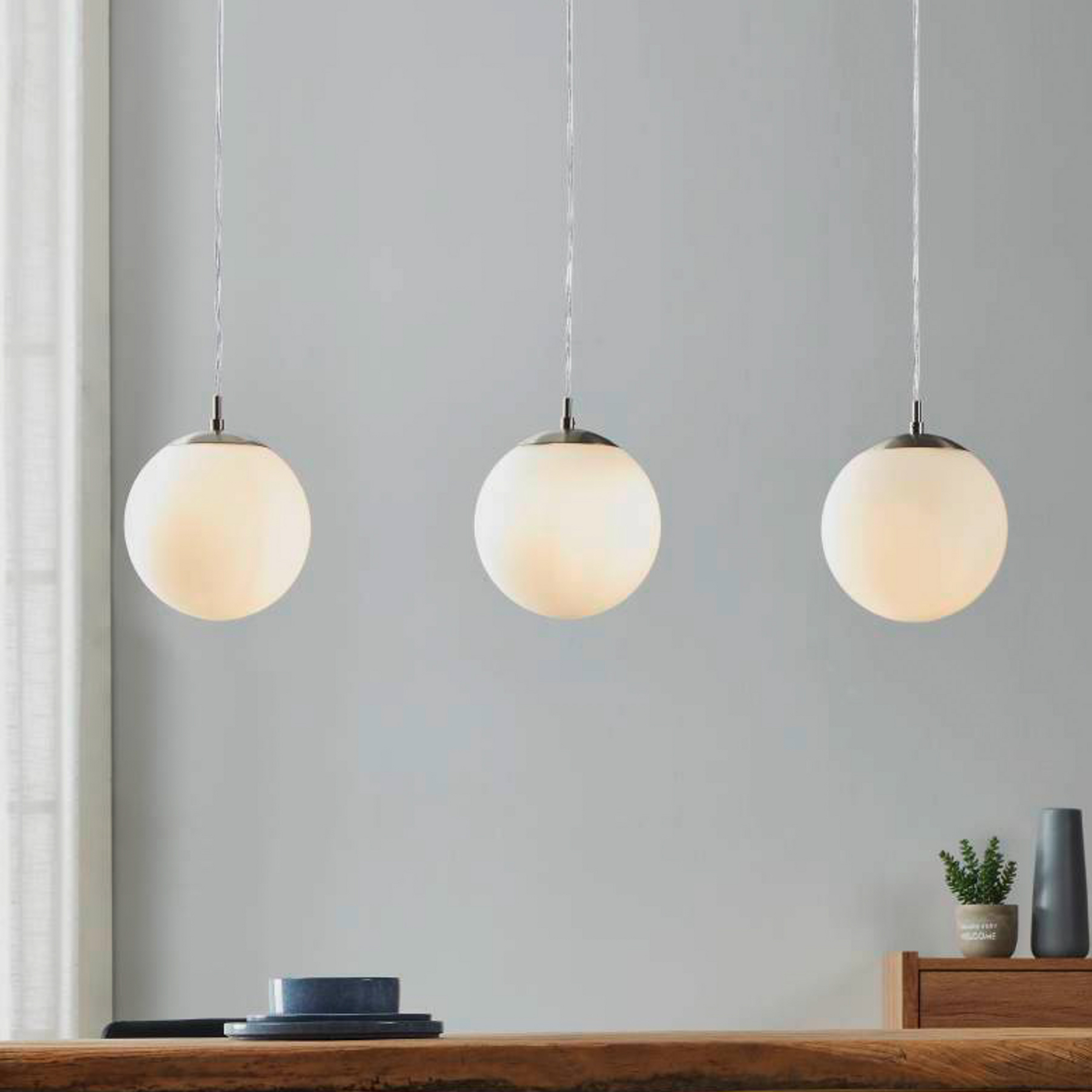EGLO Rondo lámpara colgante 3 luces, níquel/blanco