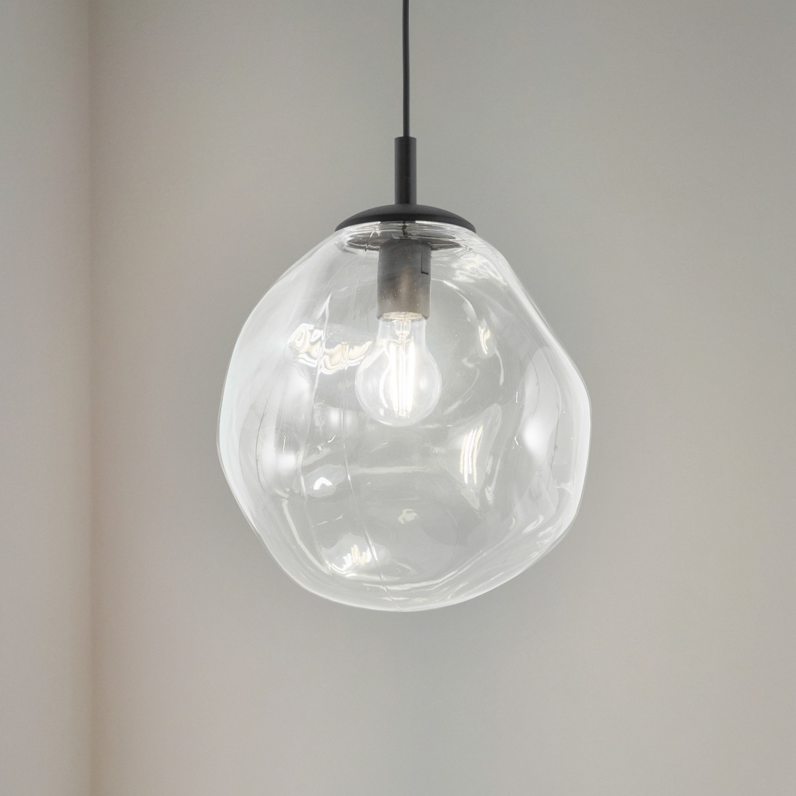 TK Lighting Sol Lampă suspendată Mini sticlă Ø 25 cm negru/clear - Camera de zi / sufragerie - modern - negru transparent