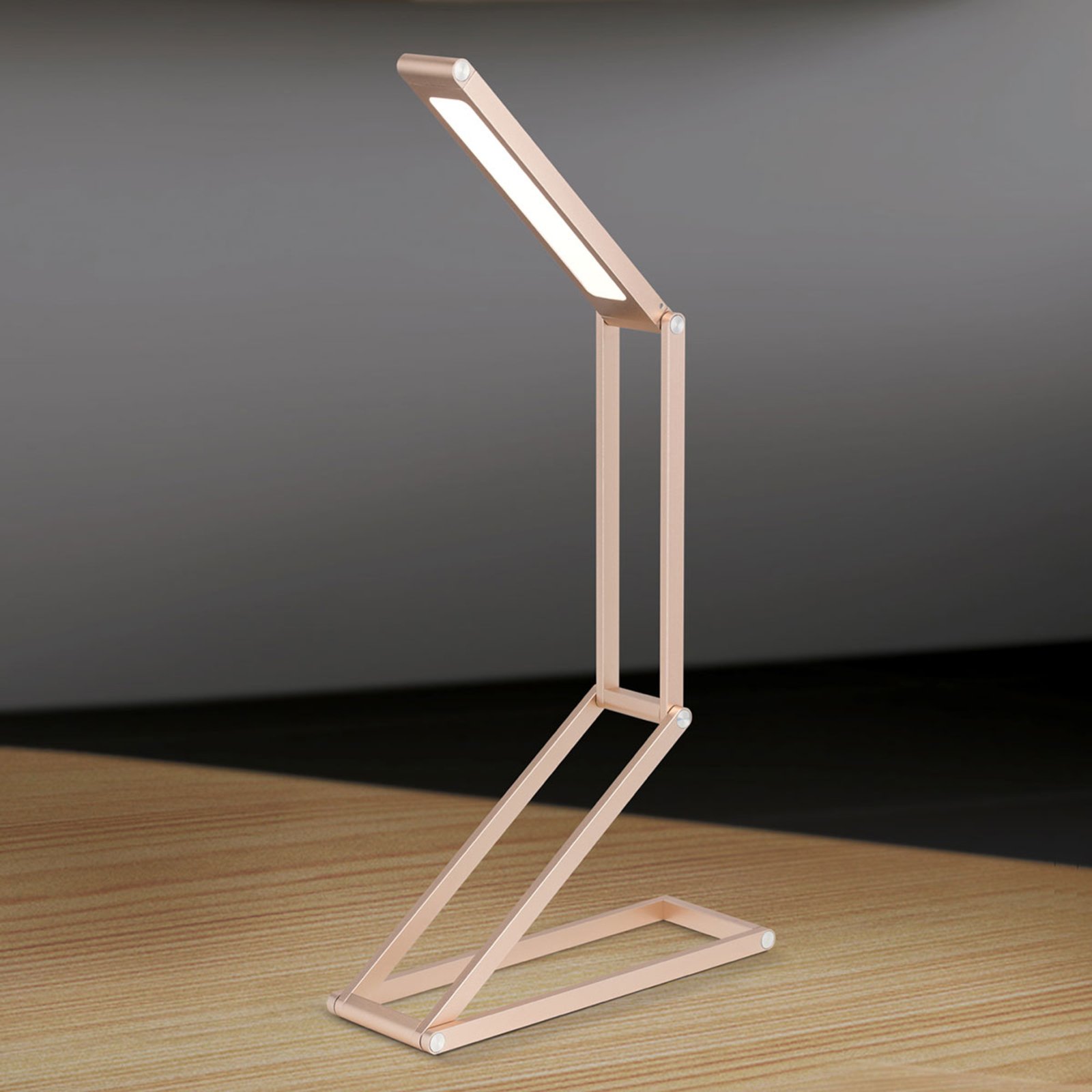 Prático candeeiro de mesa LED Falto w. Bateria recarregável dourada