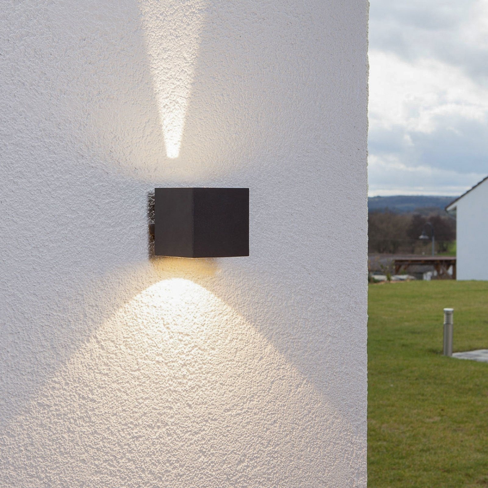 Lucande LED-utomhusvägglampa Jarno, antracit, metall, 9 cm