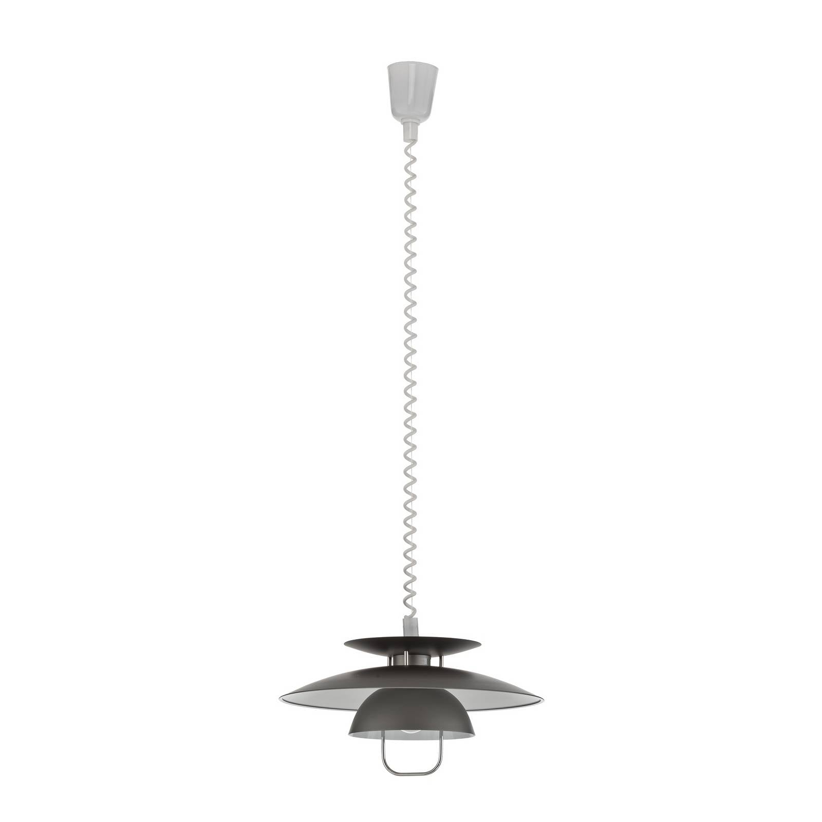 Lampa wisząca Lindby Nadija, szara, 43 cm, regulowana wysokość, E27