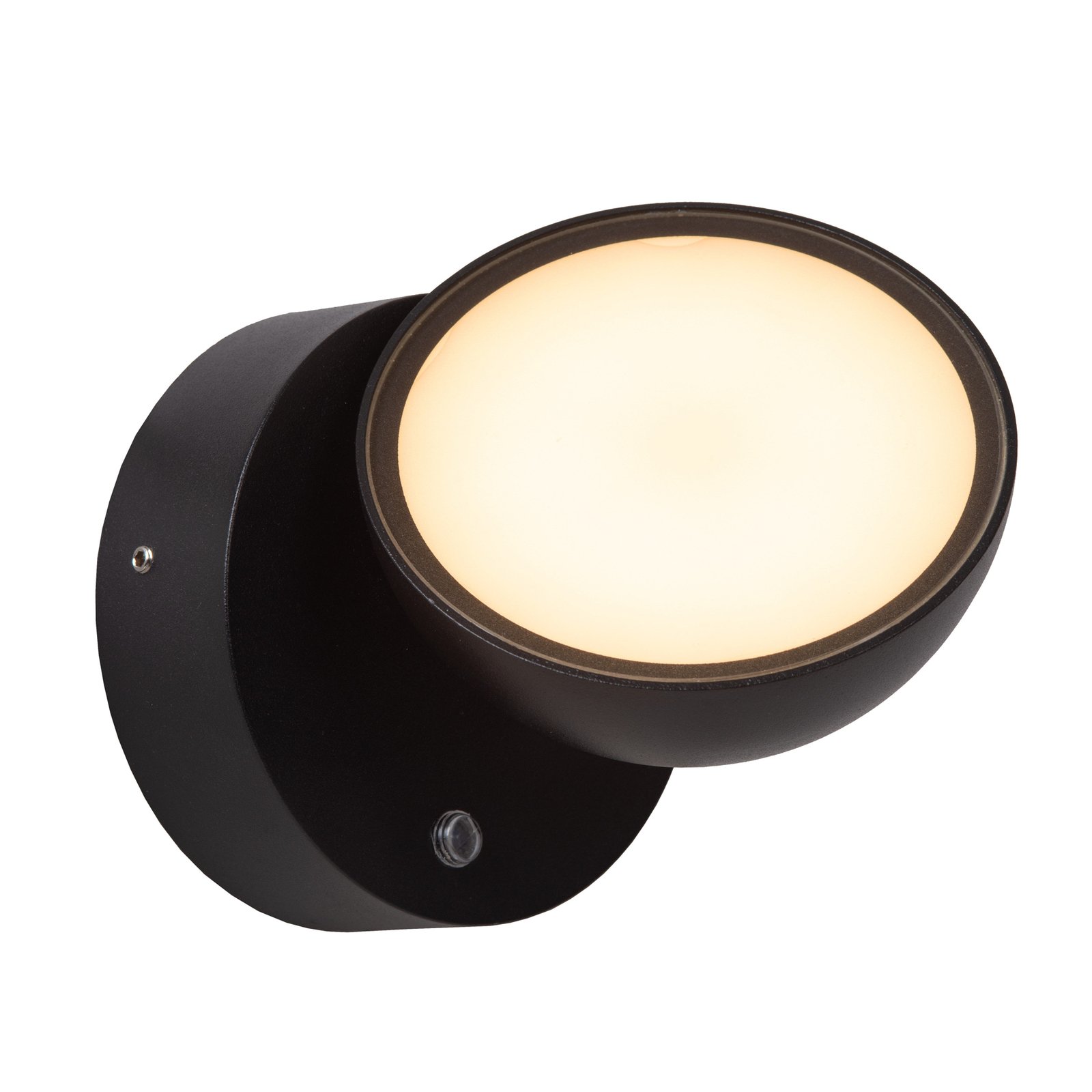 Finn LED wandlamp, zwart, IP54, dag-/nachtsensor