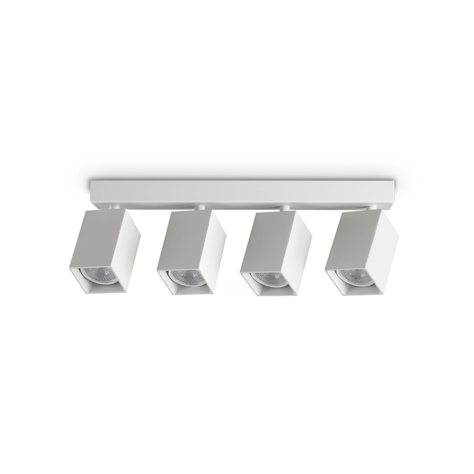 Stropné bodové svetlo IDEAL LUX Dynamite Square, biely, 38 cm, 4-pl.