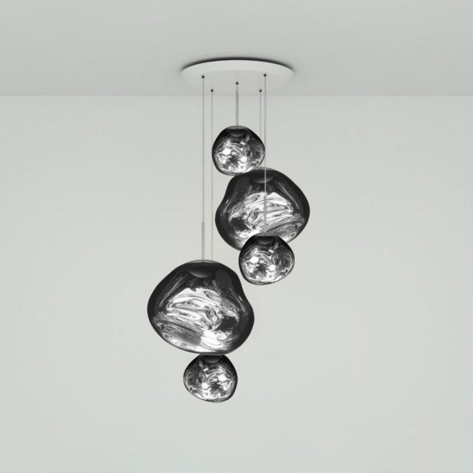 Lampă suspendată Tom Dixon Melt Large Round Ø 95 cm crom - Camera de zi / sufragerie - Design - crom negru - Plastic