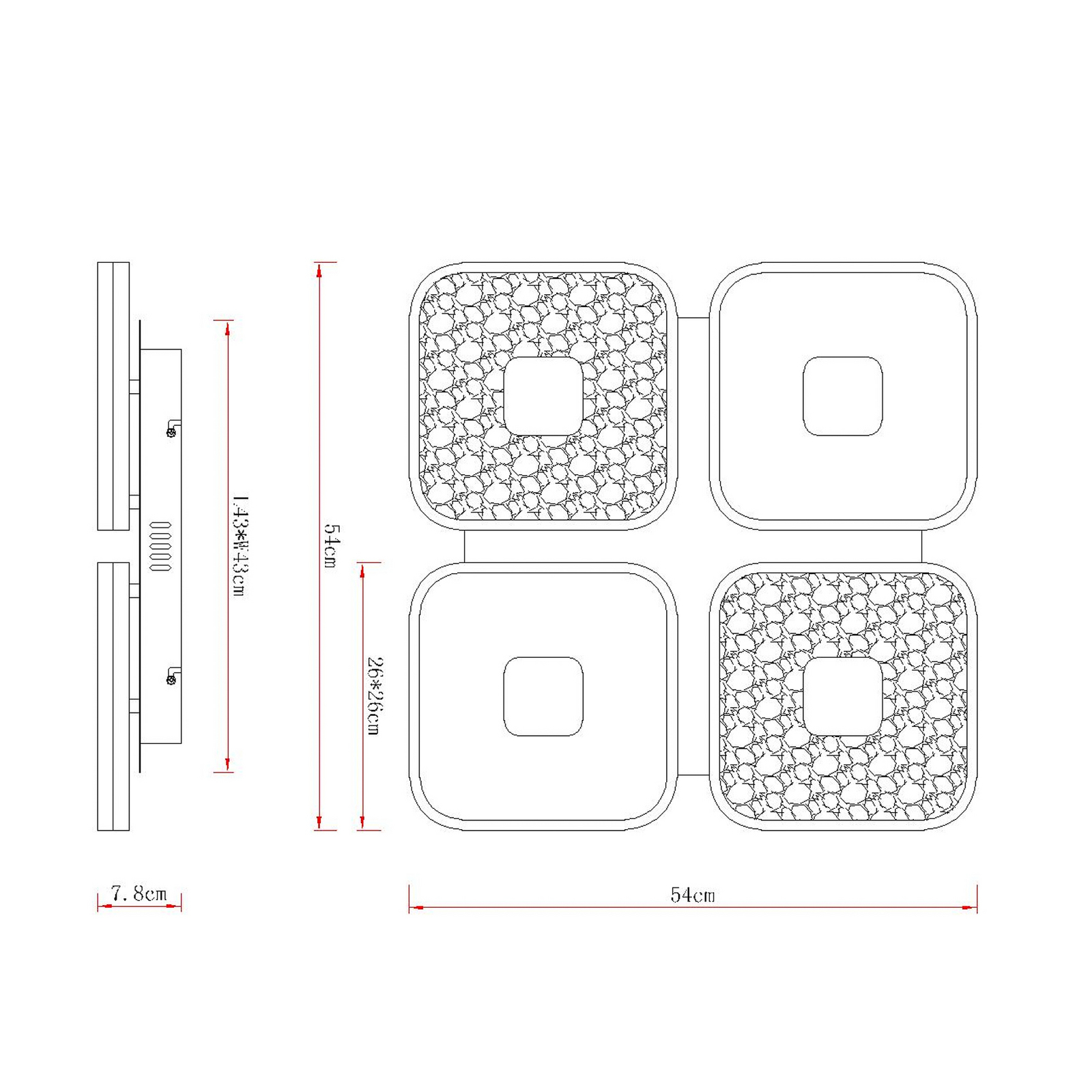 LED plafondlamp Mosaiko, lengte 54 cm, wit/zandkleurig metaal LED plafondlamp Mosaiko, lengte 54 cm, wit/zandkleurig metaal