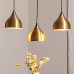 Tattoo 6214 pendant light, gold-coloured metal, 3-bulb, linear
