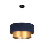 Lampada a sospensione Dorina blu scuro/oro Ø45 cm in tessuto E27 - Duolla