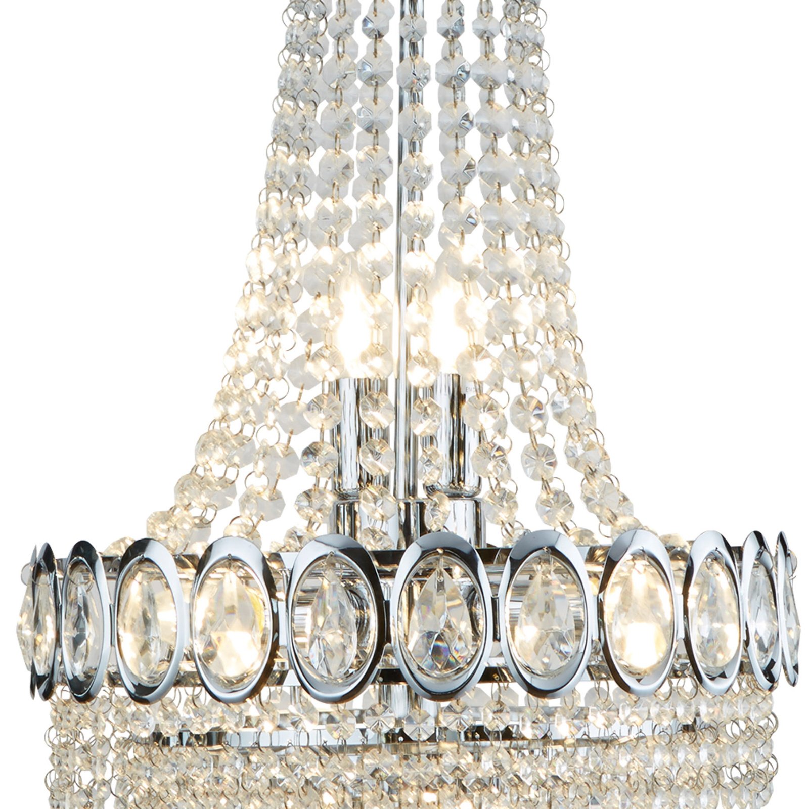 Lustre Limoges avec pendentifs en perles de verre