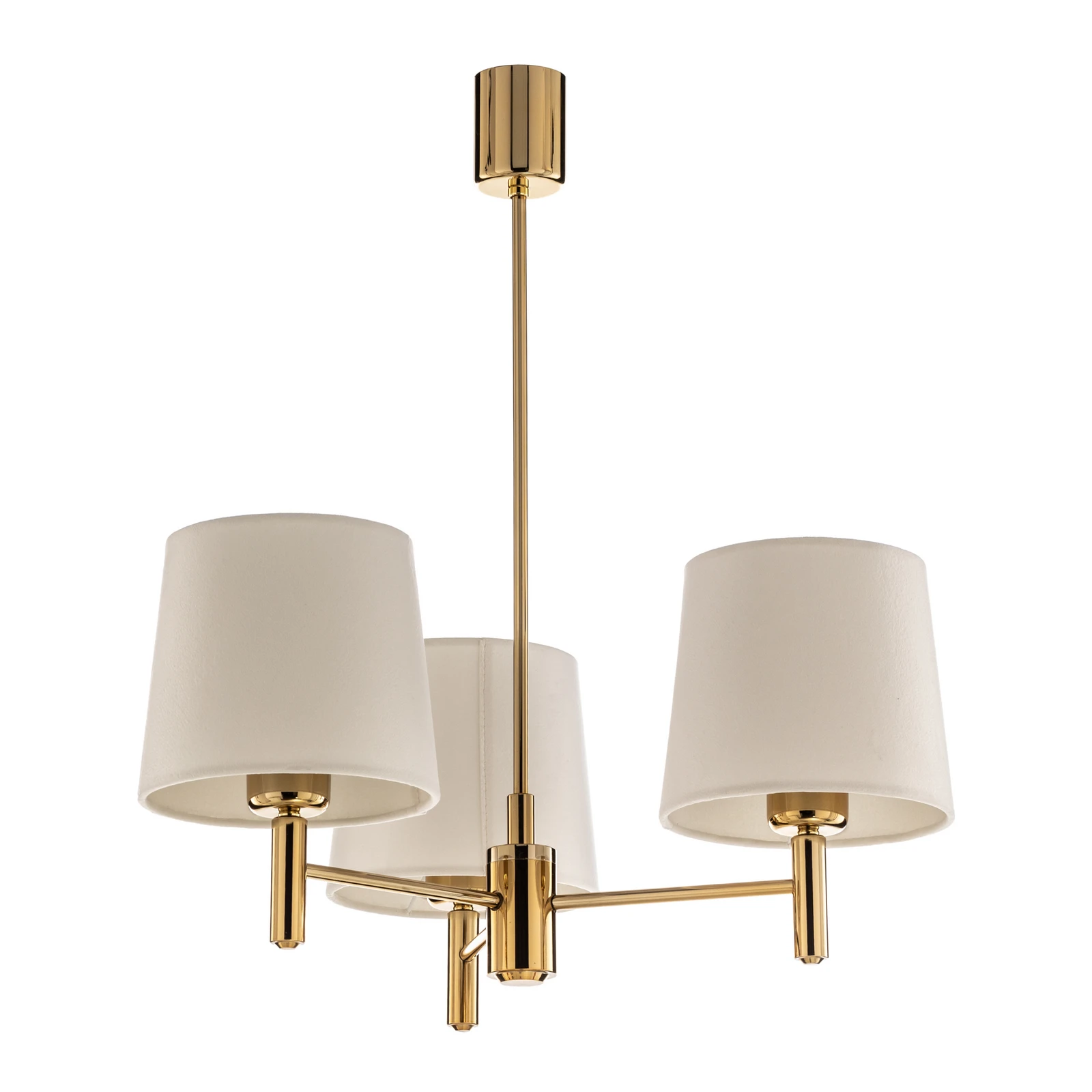 Lampada a sospensione Polo Plus 3 luci ottone/crema
