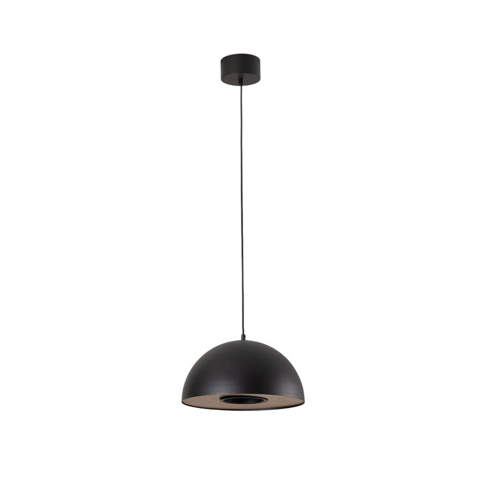 Pendelleuchte Drew in Schwarz mit Holzdekor