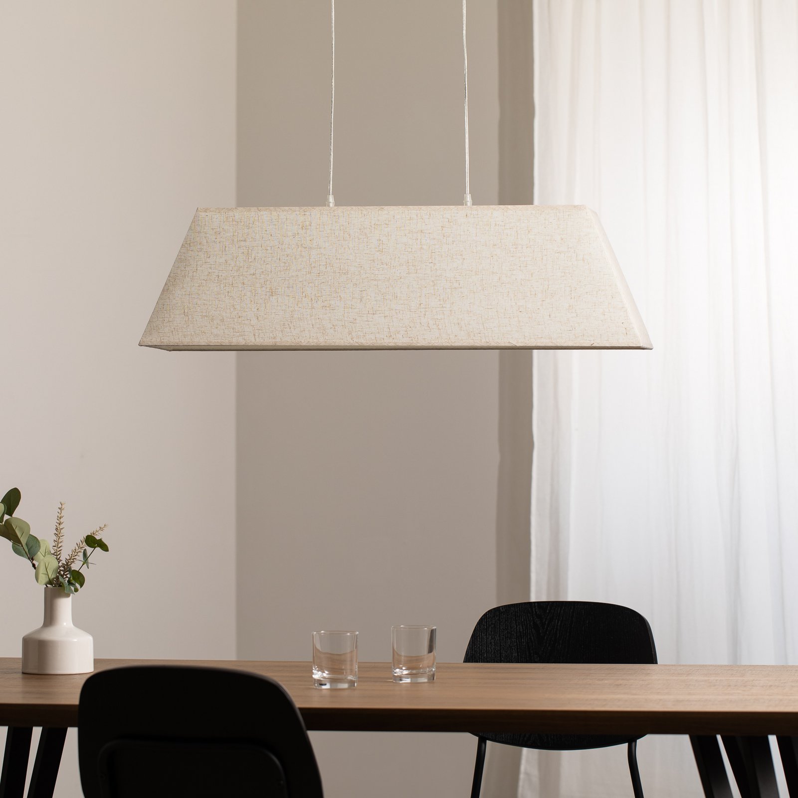 Miriel pendant light, 90 cm, textile, wood