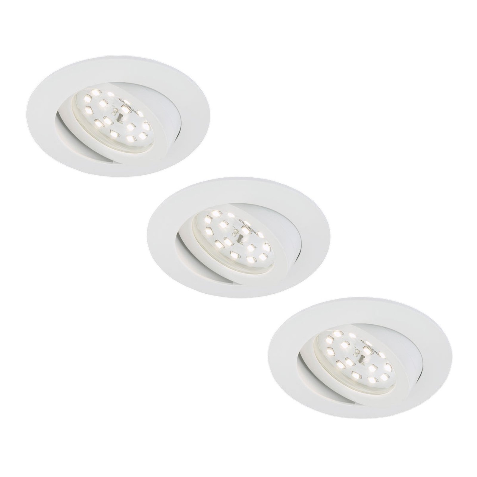 Hvit LED-downlight i 3-pakning - dreibar