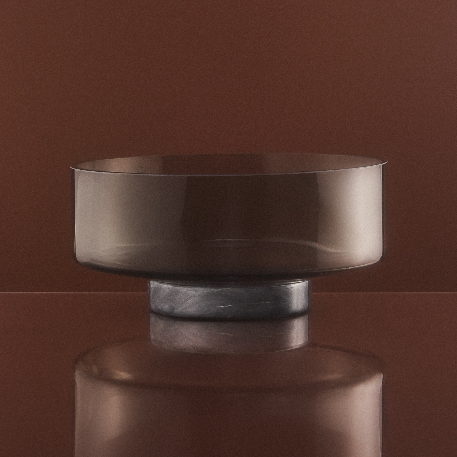 AYTM Volvi bowl, smoky grey, Ø 25 cm, glass, base, marble