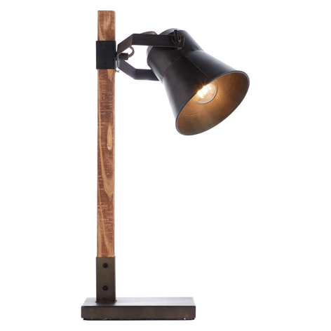 Tischleuchte Plow, schwarz/holz dunkel