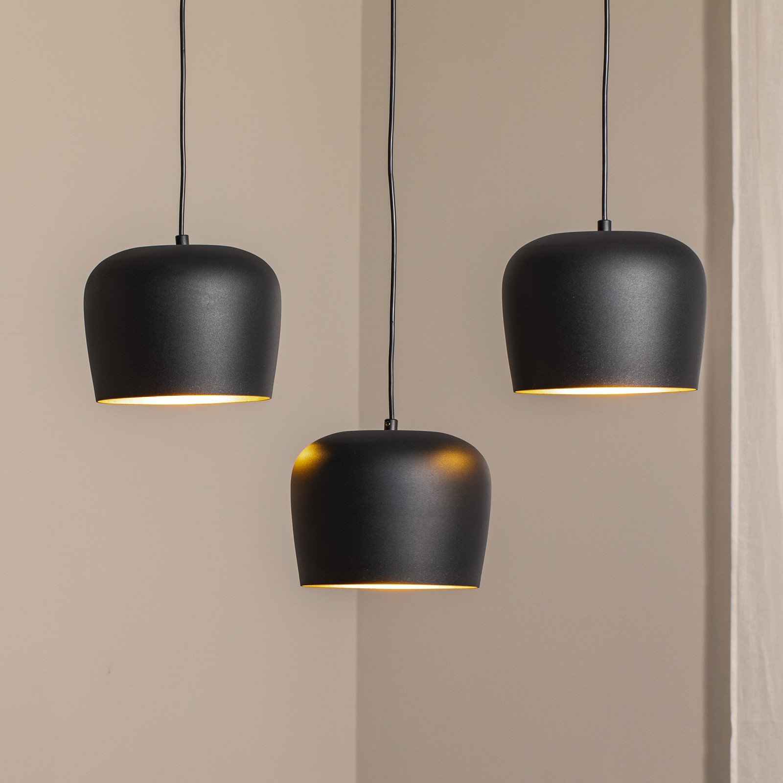 Opviq Lampă suspendată Berceste N-1410 negru metal 3 becuri liniară - Camera de zi / sufragerie