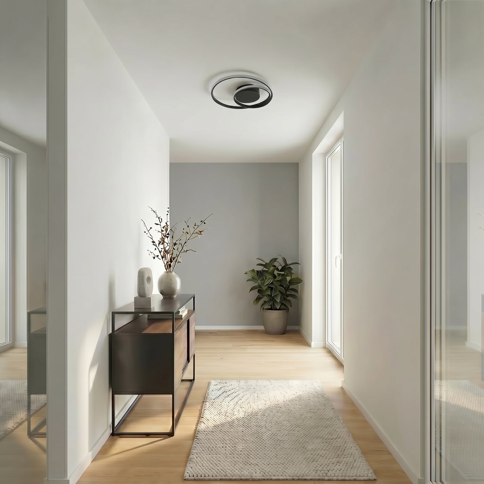 Lindby Plafonnier LED Emisua, noir, CCT, intensité variable