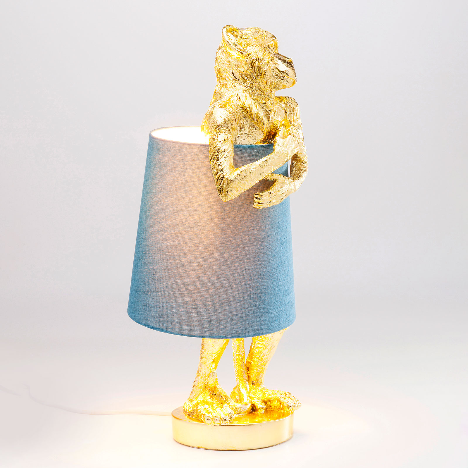 KARE Animal Monkey lámpara de mesa oro/azul