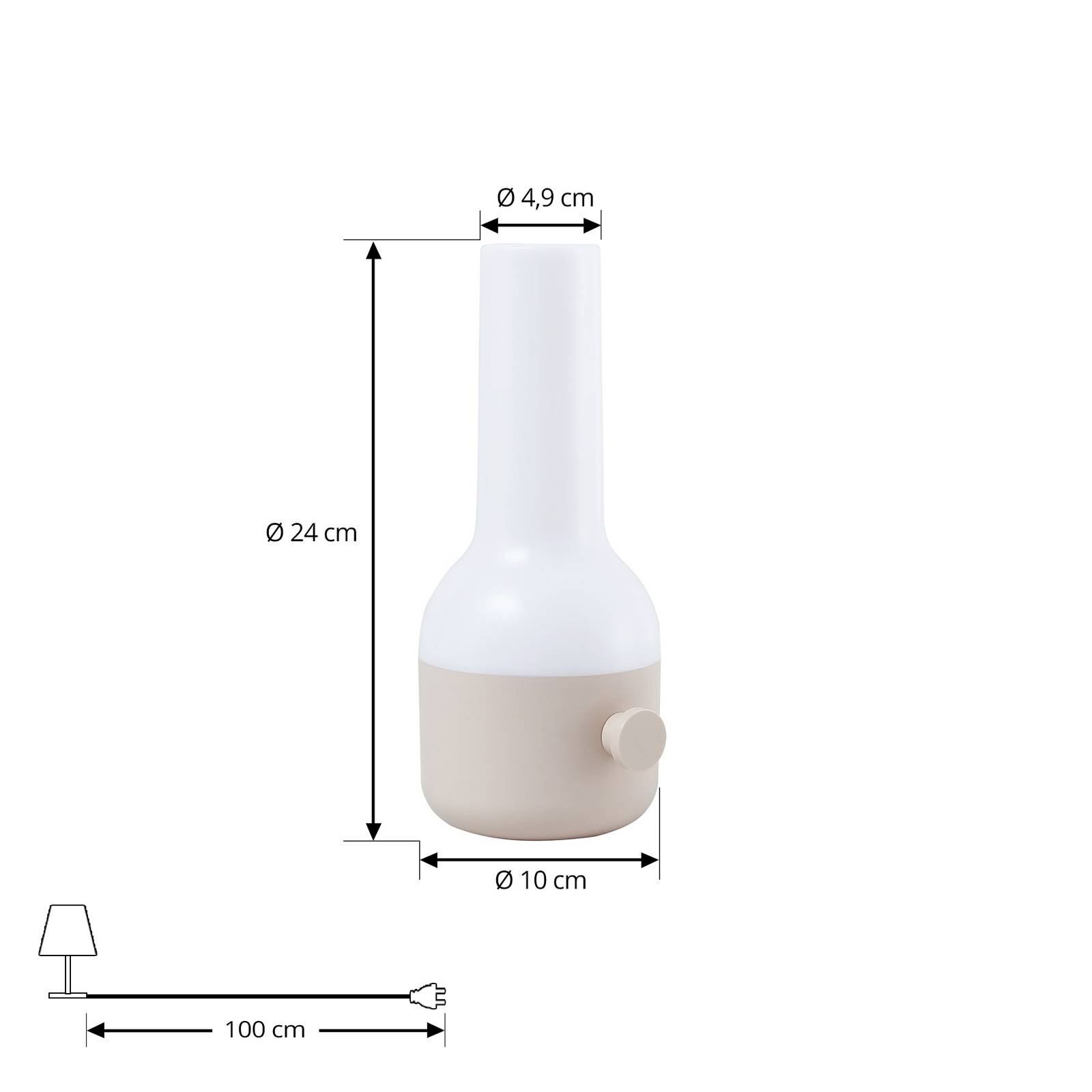 Lindby Lampe d’extérieur à LED rechargeable Isaline beige intensité