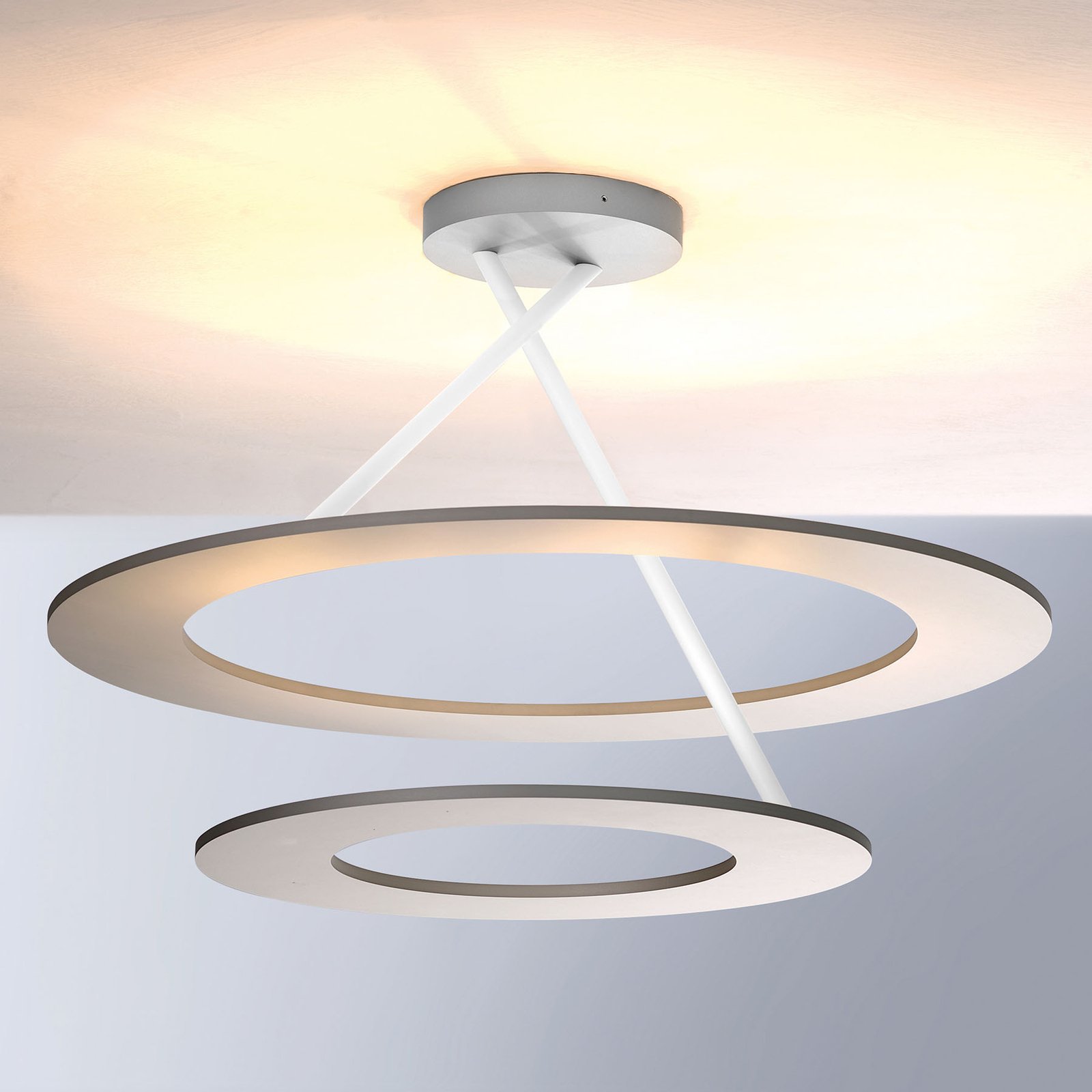 Bopp Stella LED plafondlamp 2 ringen alu/wit