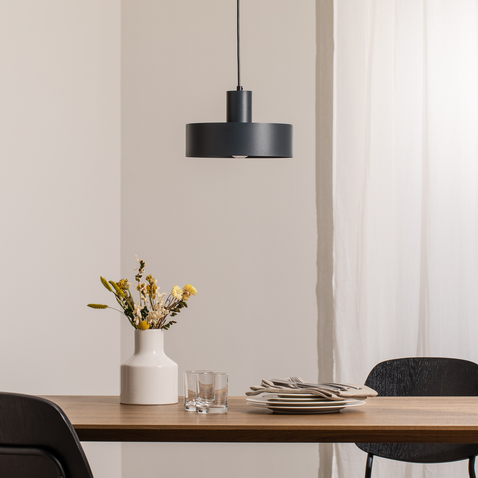 Rif M pendant light, anthracite, 1-bulb, Ø 25 cm, steel