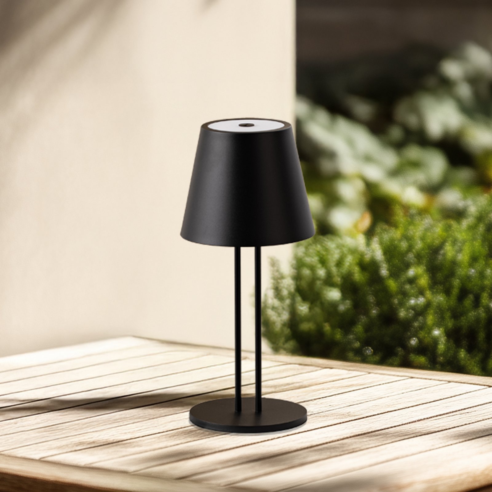 Lindby LED ladattava pöytävalaisin Janea TWIN, musta, metallia