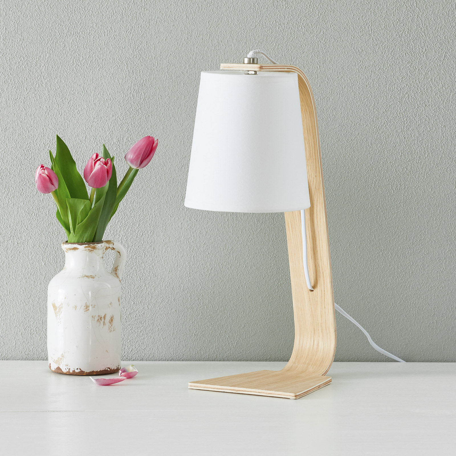 white wood table lamp