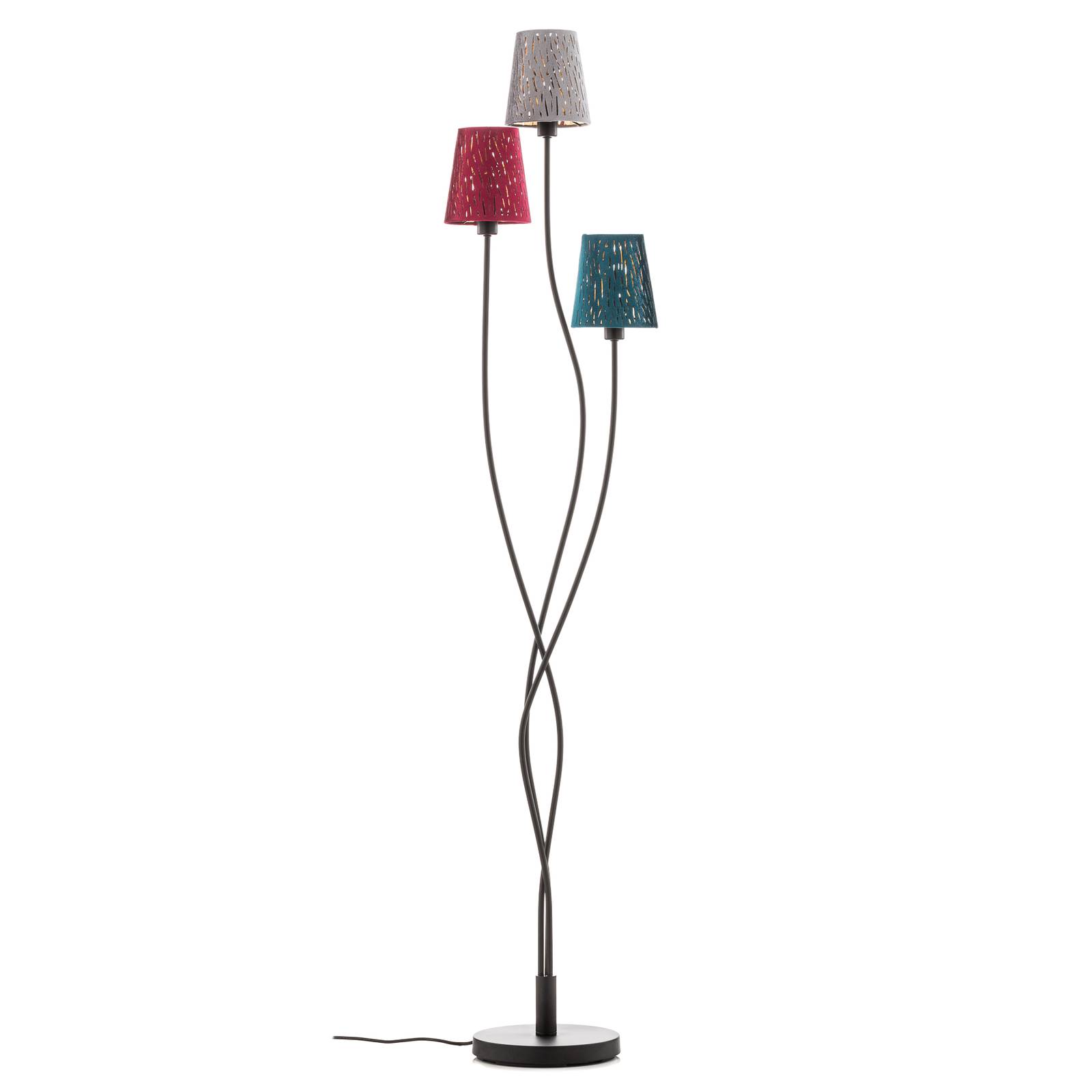 Lampadaire Ticon avec abat-jour recouvert de tissu