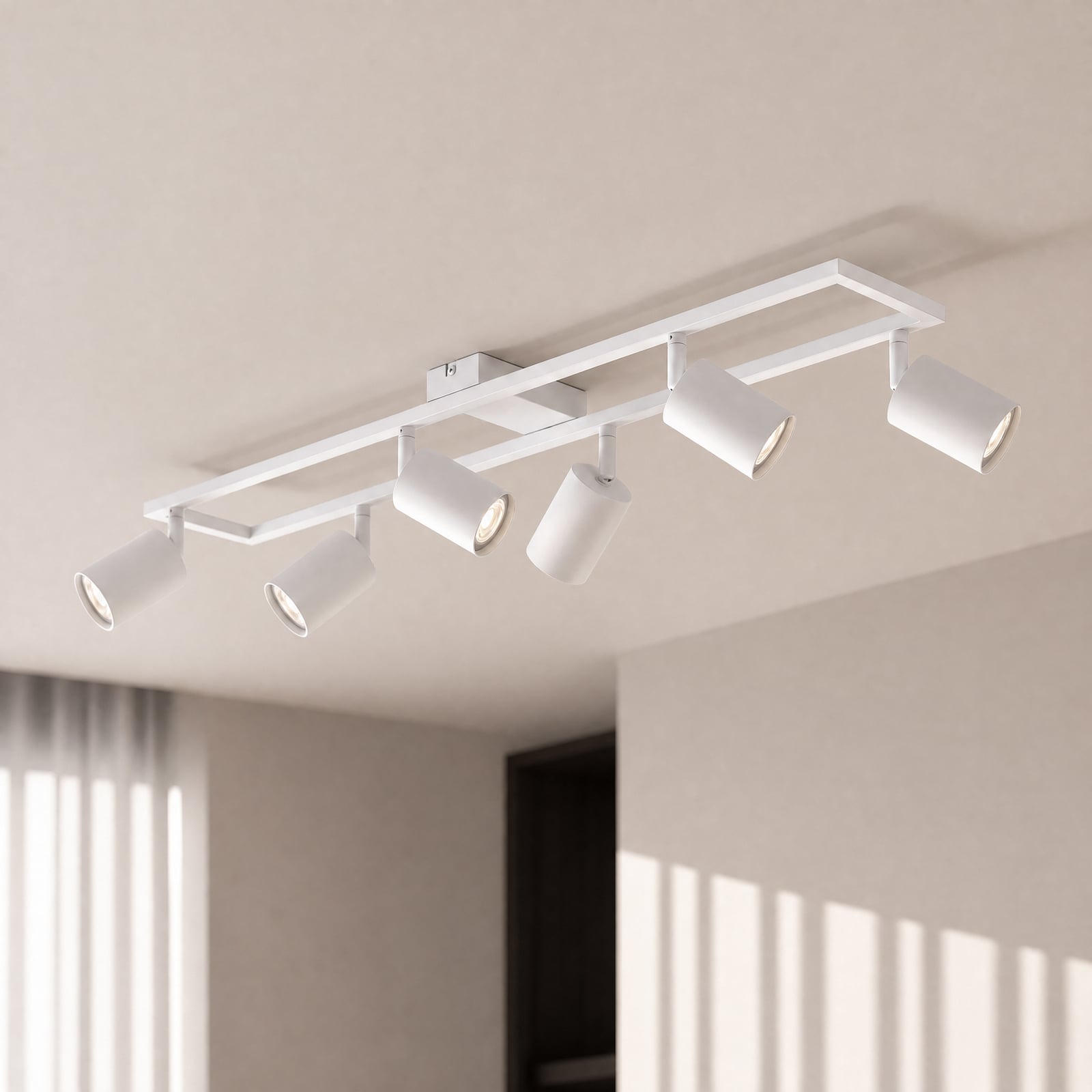 Bravius plafondspot, wit, 6-lamps, ijzer - Lindby Bravius plafondspot, wit, 6-lamps, ijzer - Lindby
