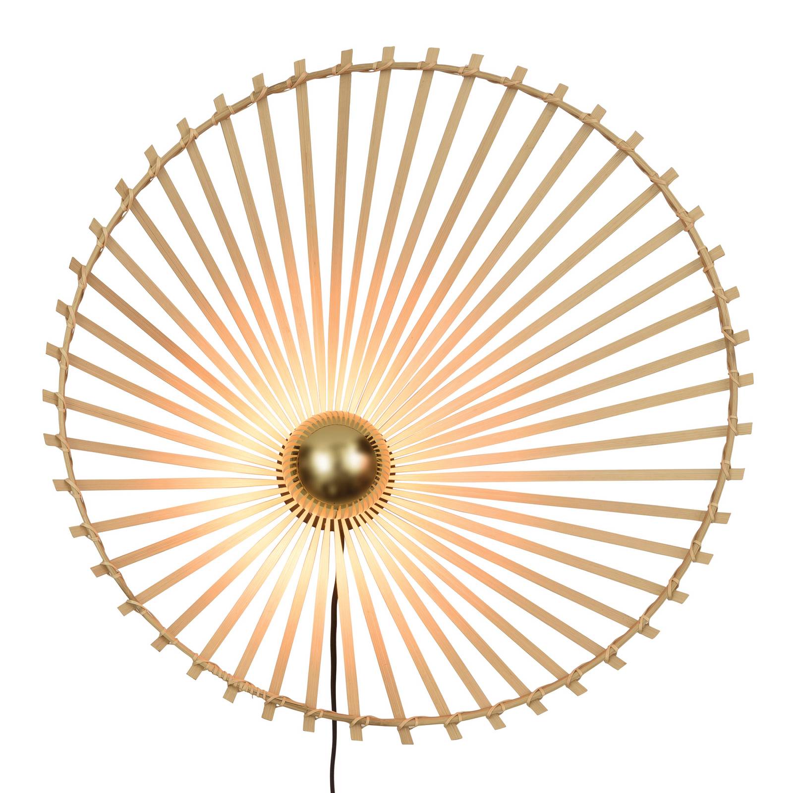 Good & Mojo GOOD MOJO Bromo wall light asymmetrical Ø 60 cm, for Living / Dining Room, bamboo, iron, fabric, E27, 60 W