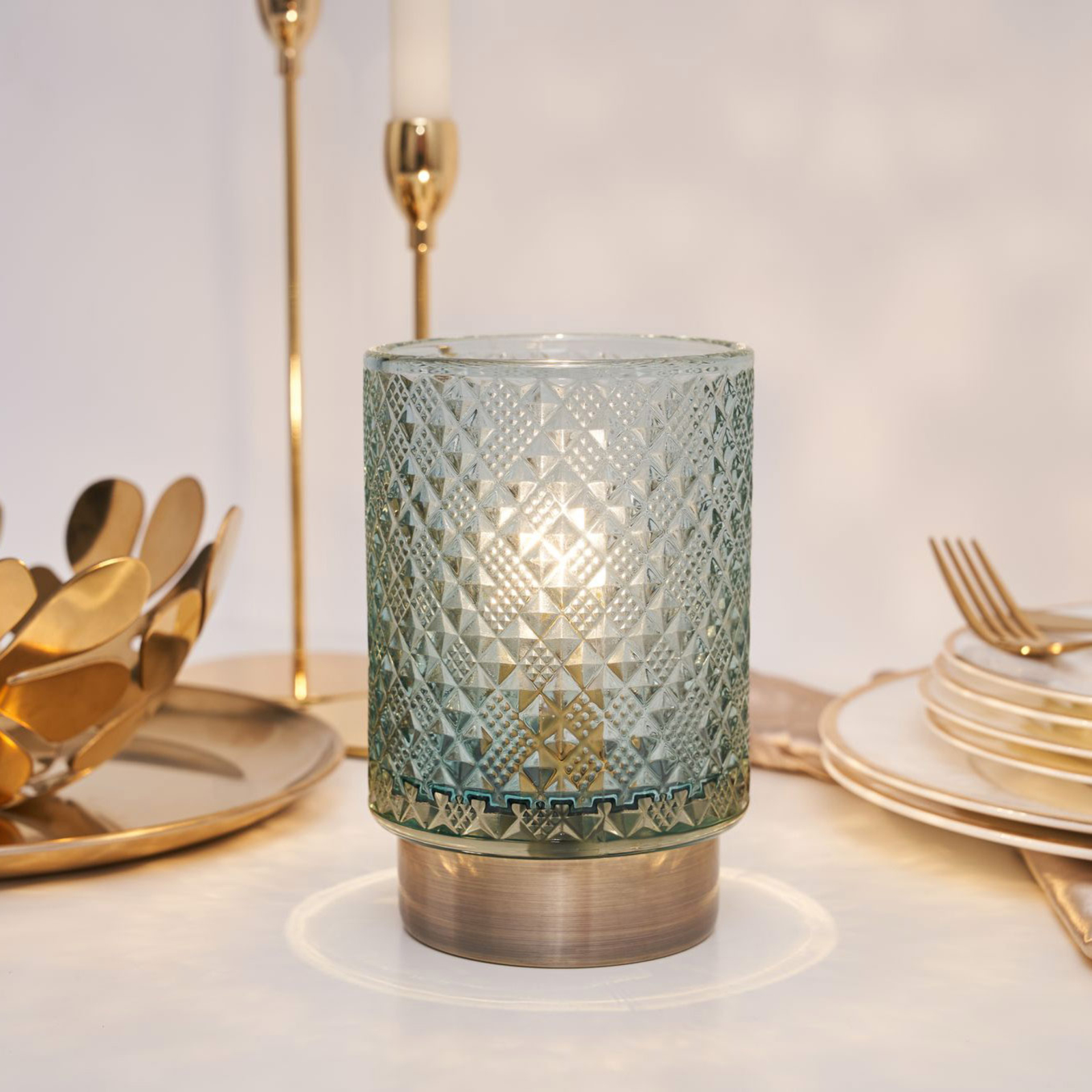 Pauleen Modern Glamour E27 LED turquoise/brass