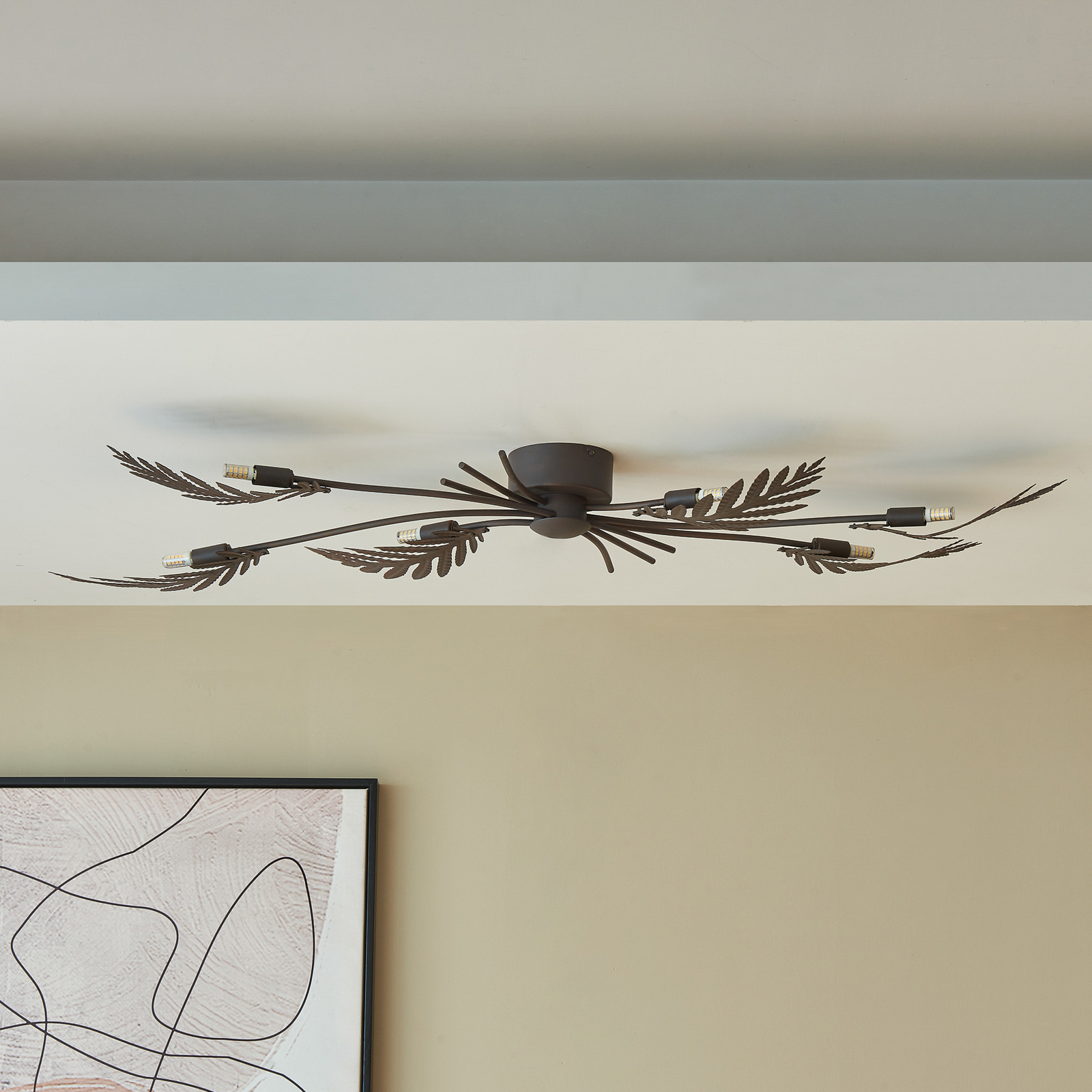 Lucande Nelian ceiling light with plant decor, G9