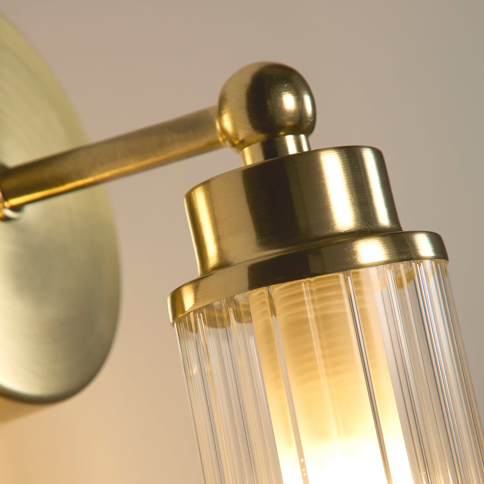 Applique murale Imperial, laiton, à 1 lampe, acier, verre, IP44
