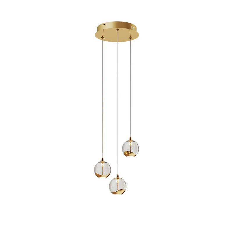 Lucande – Hayley 3 Pendelleuchte Clear/Gold