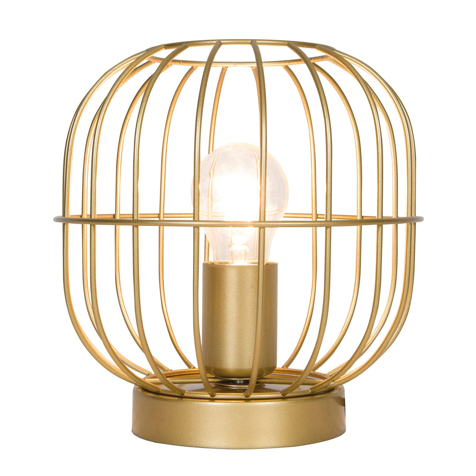 Lampe à poser Zenith en forme de cage, dorée
