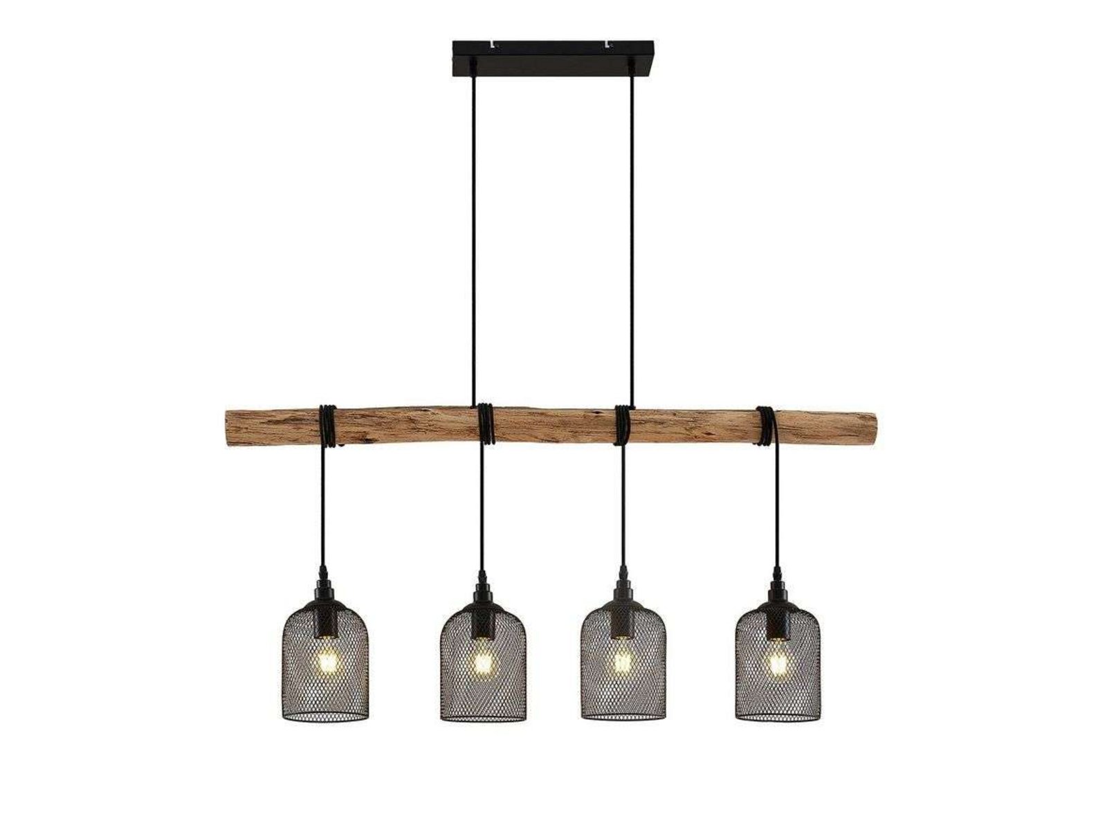 Elrond 4 Candeeiro Suspenso Black/Wood - Lindby