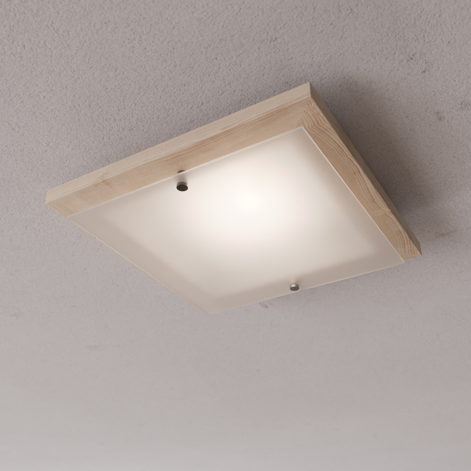 Plafondlamp Kerio, 35x35 cm, dennenhout natuur