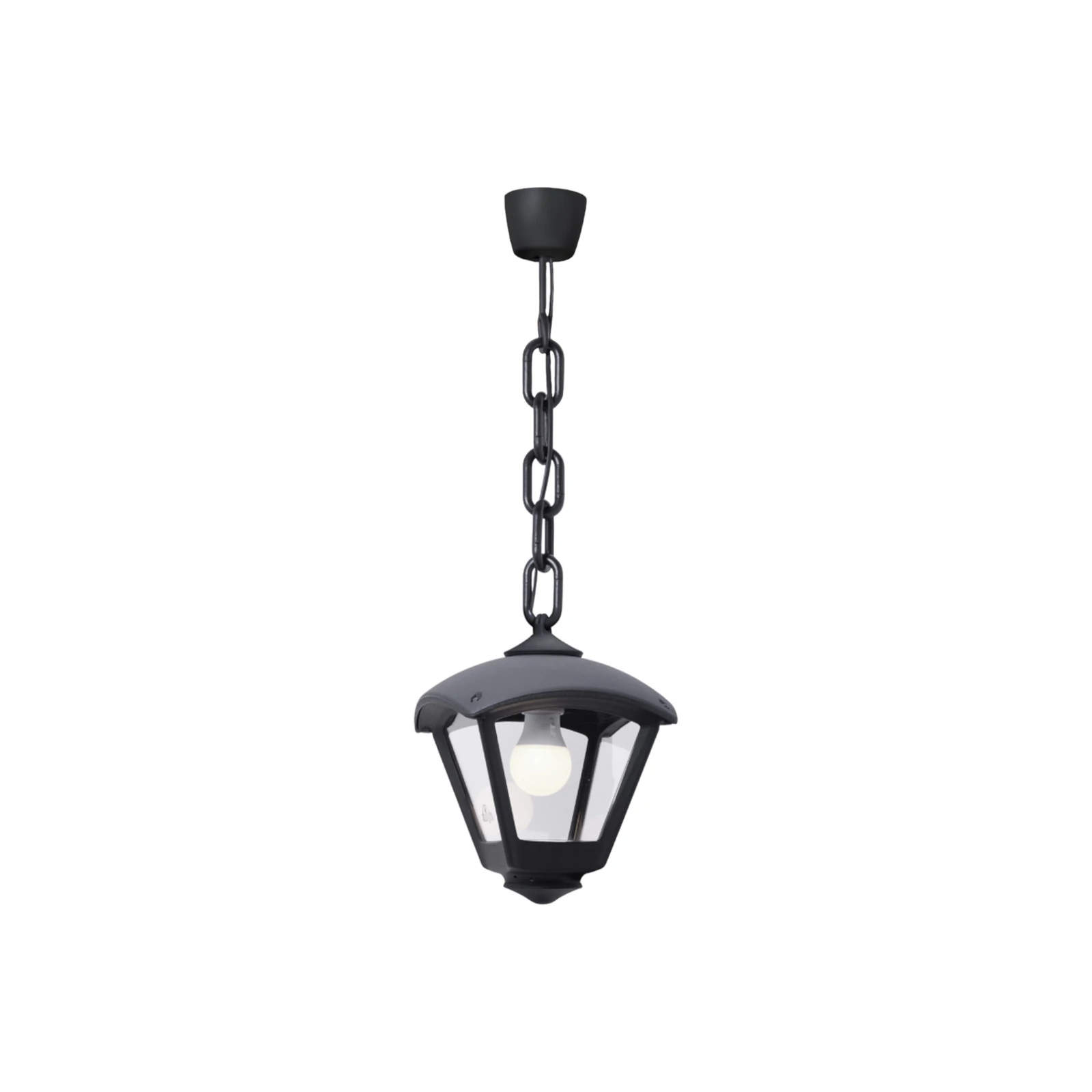 Lampa wisząca zewnętrzna Sicar/Dario czarna, przezroczysta osłona, E27 CCT