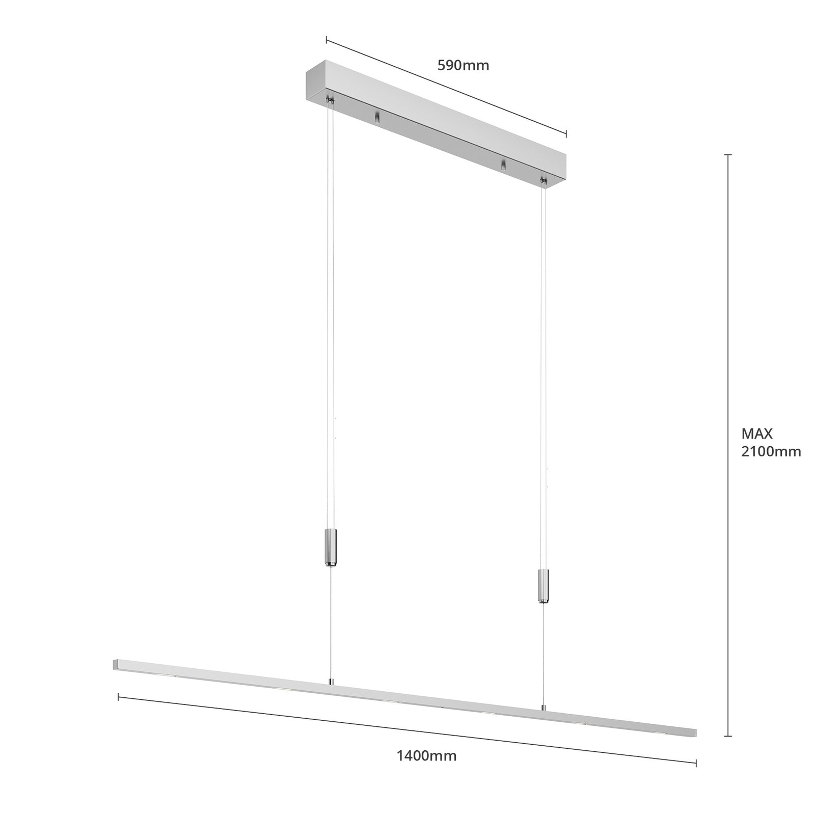 Arnik Pendelleuchte L140 Nickel - Lucande