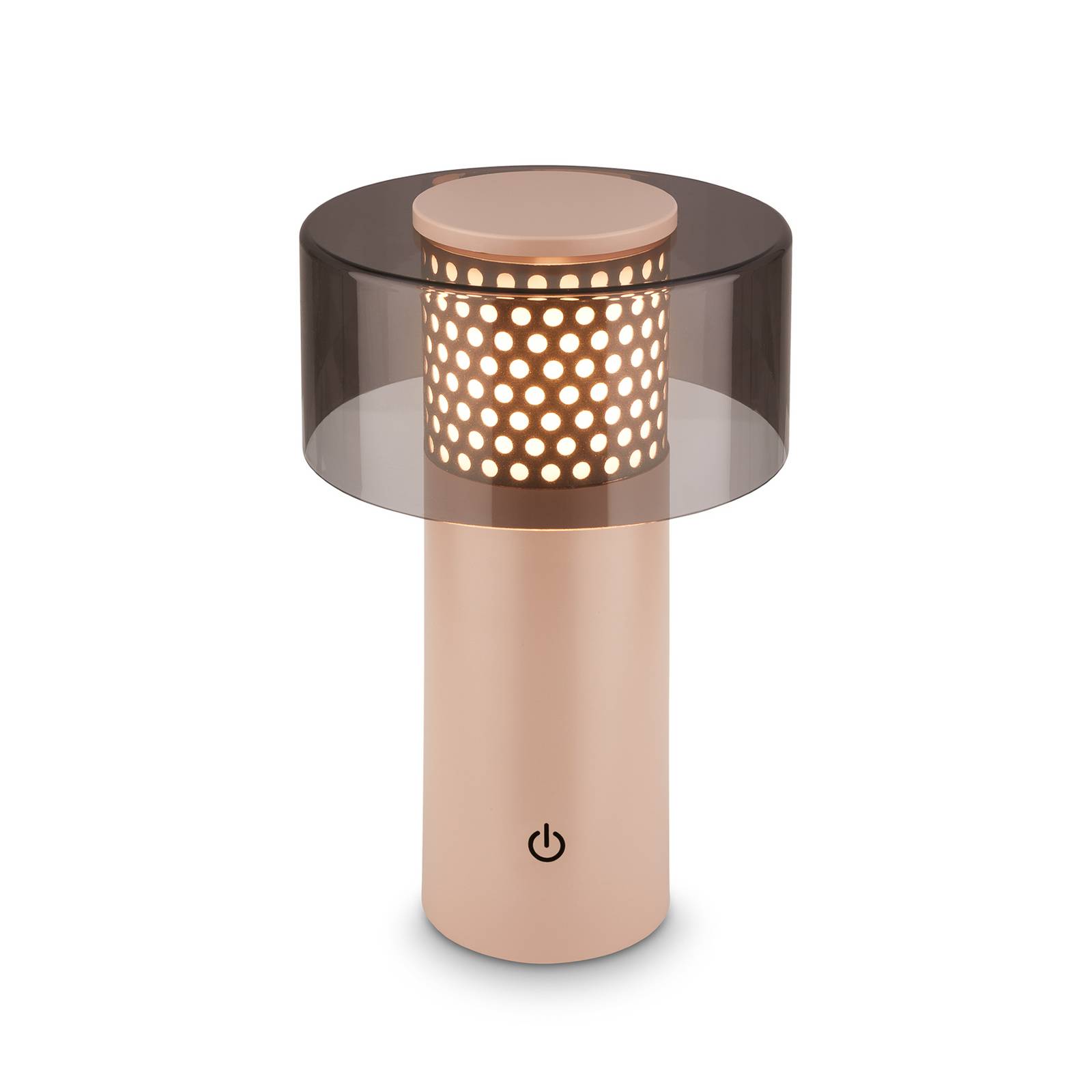 LED-Akkulampe Brilo unplugged Gila, anthrazit/beige 21 cm