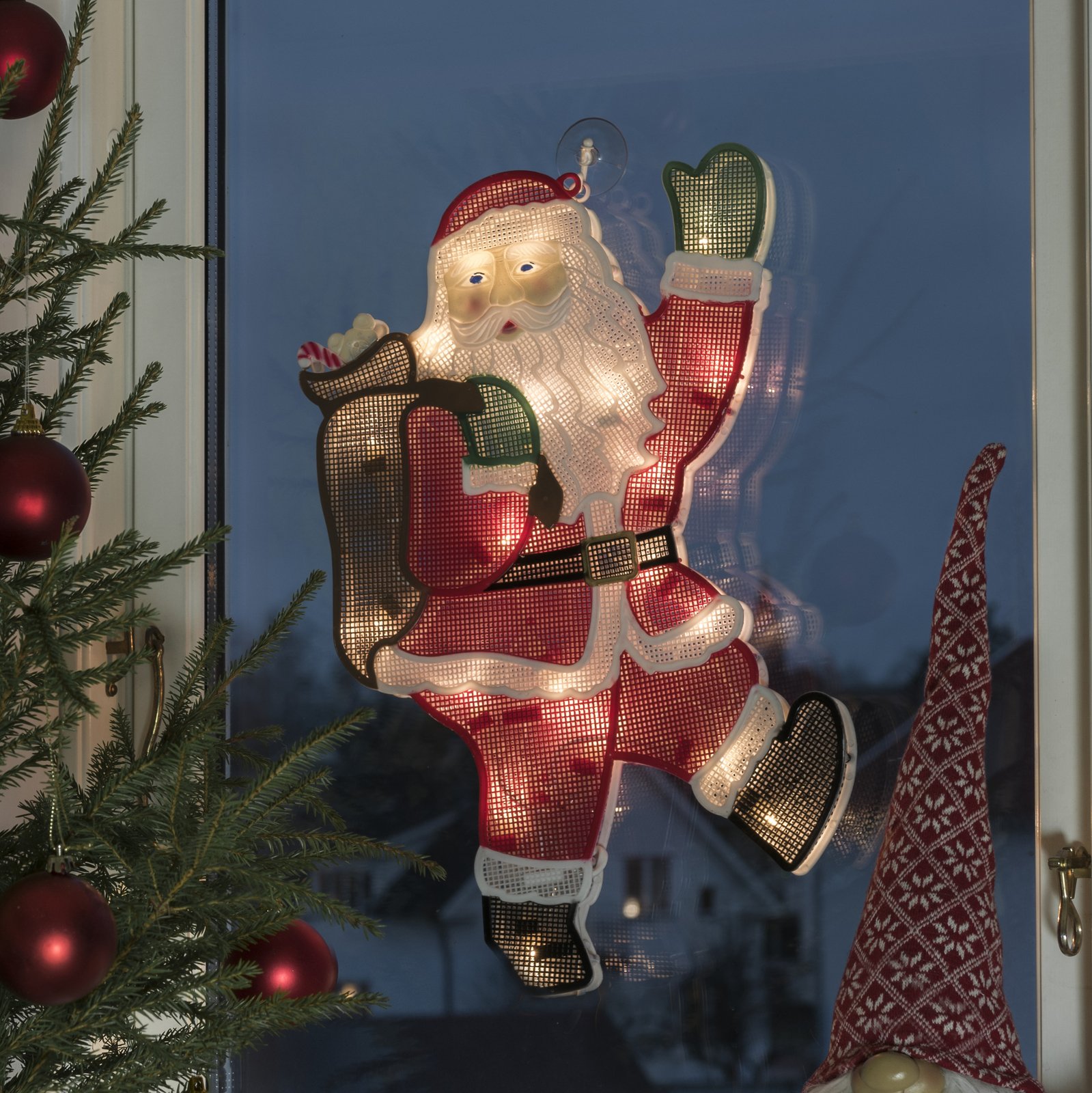 Fensterbild Weihnachtsmann m. LED 20fl