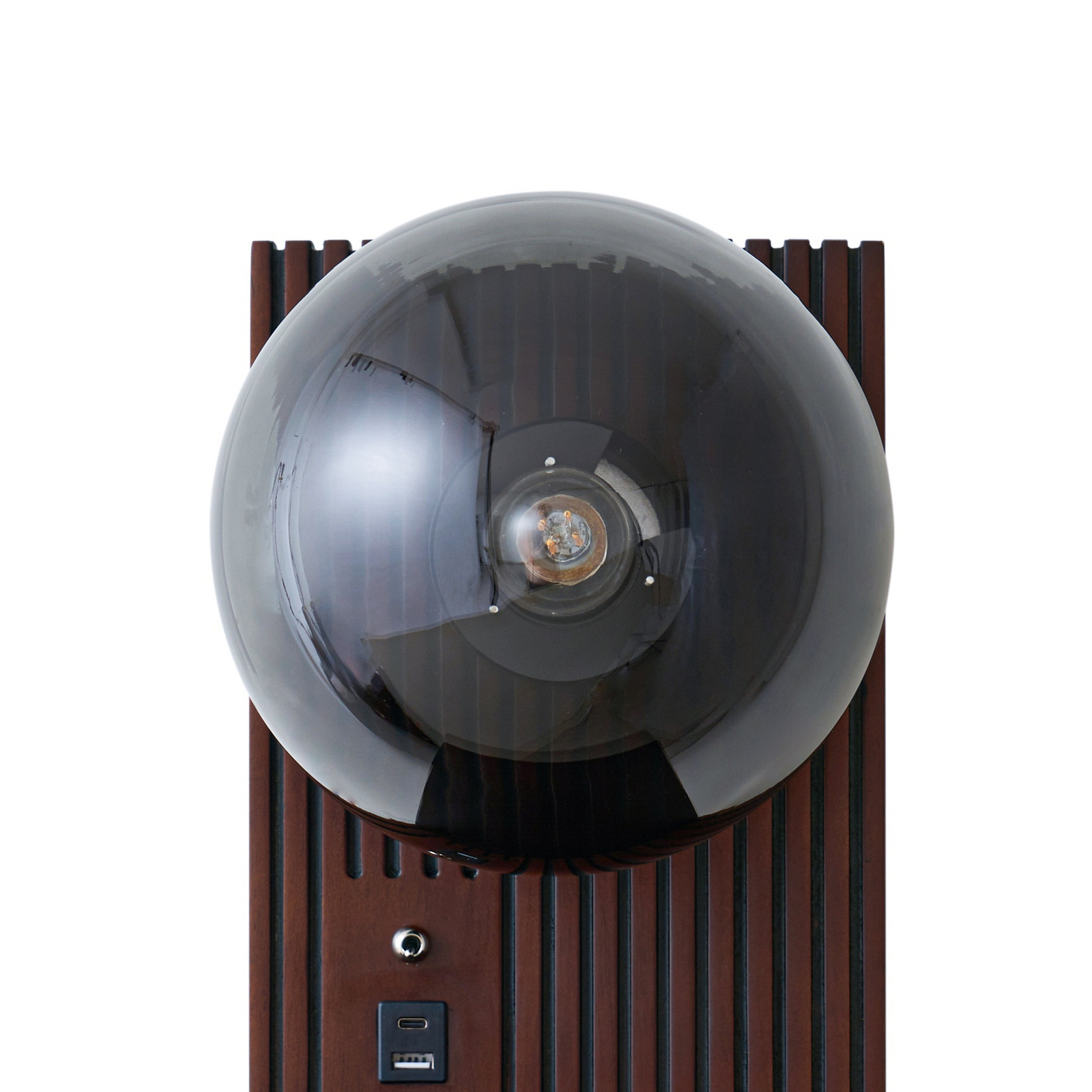 Veloura wandlamp, hoogte 30 cm, glas, hout, USB - Lucande Veloura wandlamp, hoogte 30 cm, glas, hout, USB - Lucande