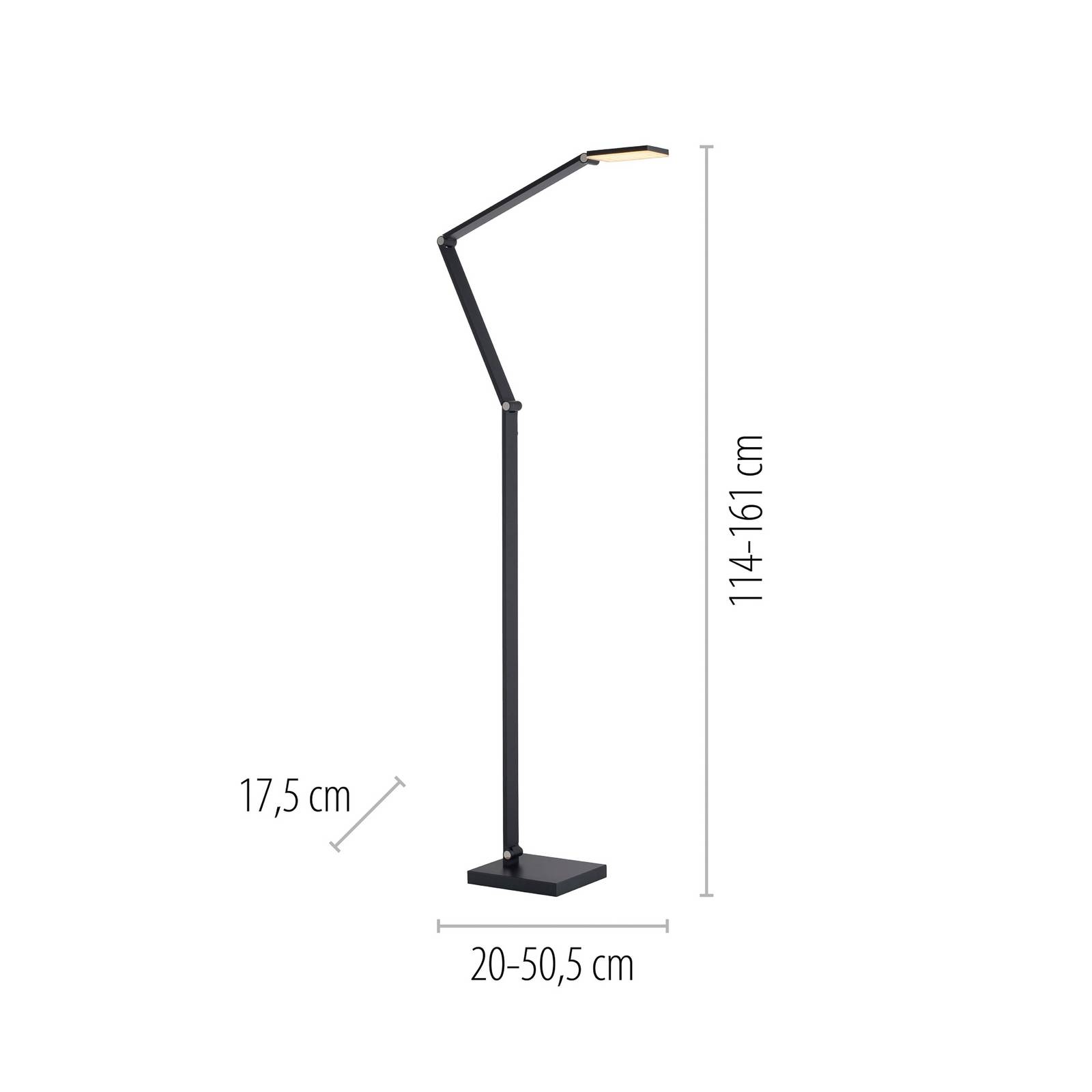 Paul Neuhaus LED vloerlamp SAMSKY, grijs, hoogte 161 cm, metaal, aanraakdimmer